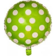 Event Party Store Folyo Balon Yeşil/lıme Beyaz Puantiye 18'' D.ü 6tl