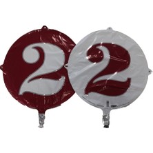 Event Party Store Folyo Balon Rakam 2 Çift Taraflı Bordo-Beyaz 18'' - Pakette 1 Adet