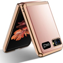 Ally Samsung Galaxy Z Flip Kılıf Gkk Electroplating Painted Glass Flip Kılıf AL-33930 Rose Gold