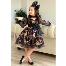 Riccotarz Kız Çocuk Black Flowers Tütülü Elbise