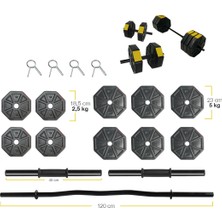 Tan Spor 40 kg Dambıl-Dumbell-Ağırlık-Halter–full  Kısa Bar + Düz Bar +Z Bar Seti