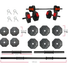 Tan Spor 40 kg Dambıl-Dumbell-Ağırlık-Halter–full  Kısa Bar + Düz Bar +Z Bar Seti