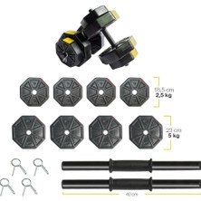 Tanspor Tan Spor 30 kg Dambıl Dumbell Halter Ağırlık Fitness Vücut Geliştirme Kısa Bar Seti