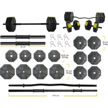 Tanspor 80 kg Dambıl Halter Full Kısa Bar + Z Bar + Düz Bar Seti