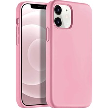 Kzy Apple iPhone 12 Mini Kapak İçi Kadife Soft Silikon Lansman Kılıf Pembe