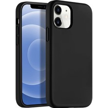 Kzy Apple iPhone 12 Mini Kapak İçi Kadife Soft Silikon Lansman Kılıf Siyah