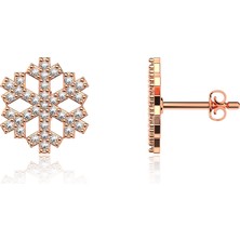 İndigo Takı Rose Gümüş Kar Tanesi Küpe