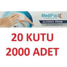 Medipack Alkollü Mendil Alcohol Swab Cilt Temizleme Alkol Swap 20 Kutu 2000 Adet
