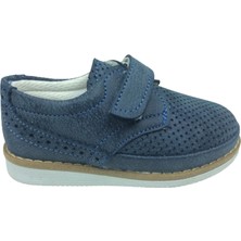 Ortopedikal 1503 Bebe Kot Mavi Süet Erkek Çocuk Cırtlı Oxford Termo Taban Sünnetlik Ayakkabı Abiye