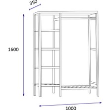 Santana Doğal Ahşap Açık Gardırop 35 cm