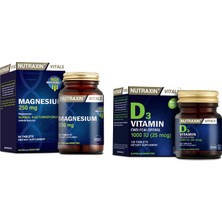 Nutraxin Magnezyum Takviyesi 250 Mg 60 Tablet + D3 Vitamini 1000 Iu 120 Tablet