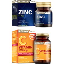 Çinko Takviyesi 15 Mg 100 Tablet + C Vitamini 1000 Mg 30 Tablet