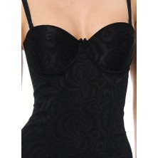 Magic Form 9265 Desenli Kumaşlı Uzun Büstiyer - Siyah