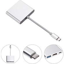 Daytona CF01 Macbook Uyumlu 4K Full HD 1080p Type C To 3 Portlu HDMI - USB 3.0 - PD Çevirici Hub Adaptör