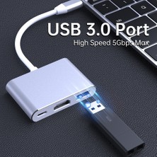 Daytona CF01 Macbook Uyumlu 4K Full HD 1080p Type C To 3 Portlu HDMI - USB 3.0 - PD Çevirici Hub Adaptör