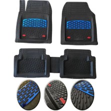 OtoLine Mini Cooper 2001-2006 R53 Uyumlu Ekstra Kanallı Havuzlu Paspas Seti Krom Mavi 4d