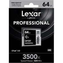 Lexar 64GB VPG-130 3500X Cfast 525MB/S 2.0 Hafıza Kartı