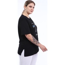 Piano Luce Pianoluce Kadın Büyük Beden Baskılı Yarım Kol T-Shirt