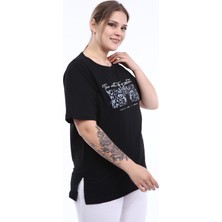 Piano Luce Pianoluce Kadın Büyük Beden Baskılı Yarım Kol T-Shirt