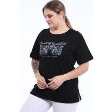 Piano Luce Pianoluce Kadın Büyük Beden Baskılı Yarım Kol T-Shirt