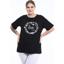 Piano Luce Pianoluce Kadın Büyük Beden Baskılı Yarım Kol T-Shirt