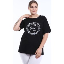 Piano Luce Pianoluce Kadın Büyük Beden Baskılı Yarım Kol T-Shirt