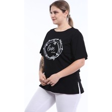 Piano Luce Pianoluce Kadın Büyük Beden Baskılı Yarım Kol T-Shirt