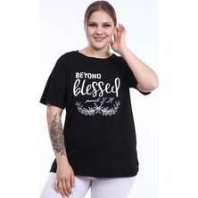 Piano Luce Pianoluce Kadın Büyük Beden Baskılı Yarım Kol T-Shirt