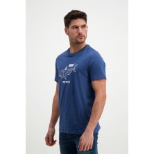 Rich Erkek Baskılı Lacivert Bisiklet Yaka T-Shirt
