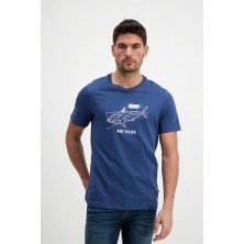 Rich Erkek Baskılı Lacivert Bisiklet Yaka T-Shirt