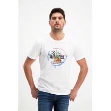Rich Erkek Istanbul Baskılı Beyaz Bisiklet Yaka T-Shirt