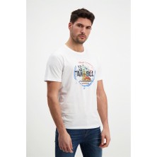 Rich Erkek Istanbul Baskılı Beyaz Bisiklet Yaka T-Shirt