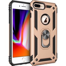 Nevarium iPhone 7 Plus Kılıf Tank Yüzüklü Silikon Kapak - Gold
