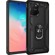 Nevarium Samsung Galaxy A81 / Note 10 Lite Kılıf Tank Yüzüklü Silikon Kapak - Siyah