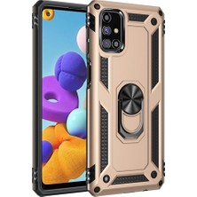 Nevarium Samsung Galaxy M31S Kılıf Tank Yüzüklü Silikon Kapak - Gold