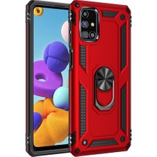 Nevarium Samsung Galaxy M31S Kılıf Tank Yüzüklü Silikon Kapak - Kırmızı