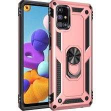 Nevarium Samsung Galaxy M31S Kılıf Tank Yüzüklü Silikon Kapak - Rose