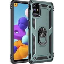 Nevarium Samsung Galaxy M31S Kılıf Tank Yüzüklü Silikon Kapak - Yeşil