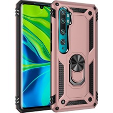 Nevarium Xiaomi Mi Note 10 Lite Kılıf Tank Yüzüklü Silikon Kapak - Rose