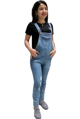 Sercino Kız Çocuk Buz Mavisi Bahçıvan Kot Pantolon SRC009