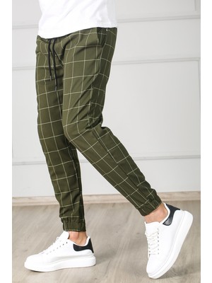 Madmext Ekoseli Haki Jogger MAD4081