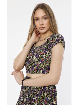 Alexander Gardi Alexandergardı Desenli Crop Top (B21-31100)