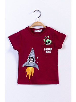 Toontoy Kids Toontoy Erkek Çocuk Cep Detaylı Baskılı Tişört
