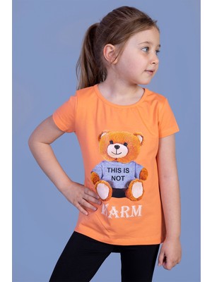 Toontoy Kids Toontoy Kız Çocuk Ayıcık Baskılı Tişört