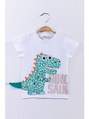 Toontoy Kids Toontoy Erkek Çocuk Kabartmalı Dinazor Baskılı Tişört