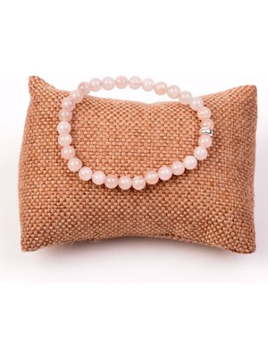 Taş Sandığı Morganit Taşı Bileklik ( 6 mm ) - Gümüş Aparat