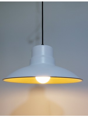 Riolight Retro,vintage mutfak,cafe,oda için 1xe27 Beyaz Metal Sarkıt avize Çap:30CM