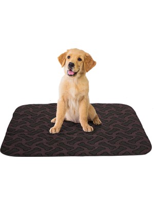 Abso 4 Katlı Yıkanabilir Emici Köpek Pedi Kahve Kemik Baskılı