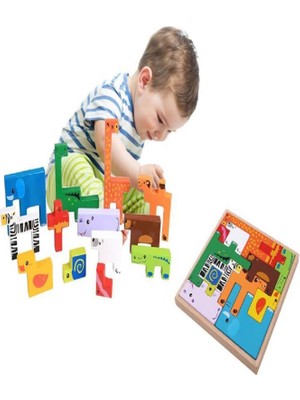 Woody Life Ahşap Puzzle Yapboz Bultak Tetris Eğitici Çocuk  Oyun Oyuncak