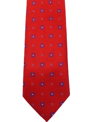 Tr10Fashion Erkek Kırmızı Kare Desenli Kravat